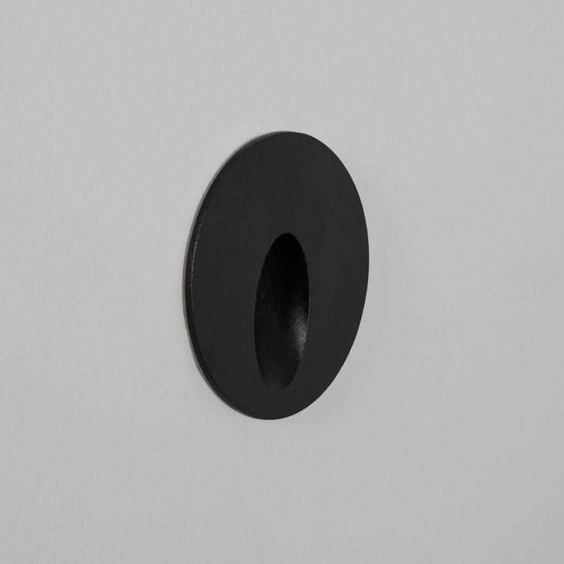 Image of 3W Boiler Recessed Round Outdoor LED Wall Light in Black 