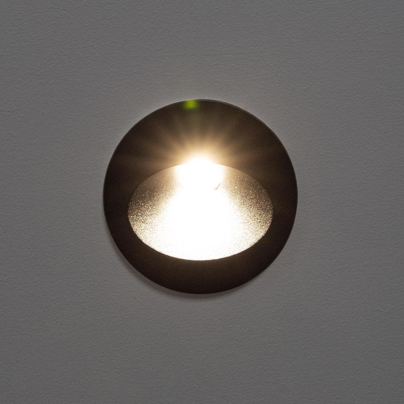 Image de Balise Extérieure Murale LED Encastrable 3W Ronde Coney Noire