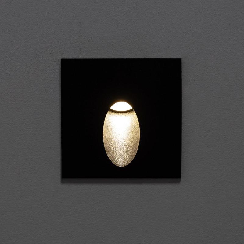 Afbeelding van Wandlamp Outdoor LED 3W Inbouw Vierkant Zwart Ellis