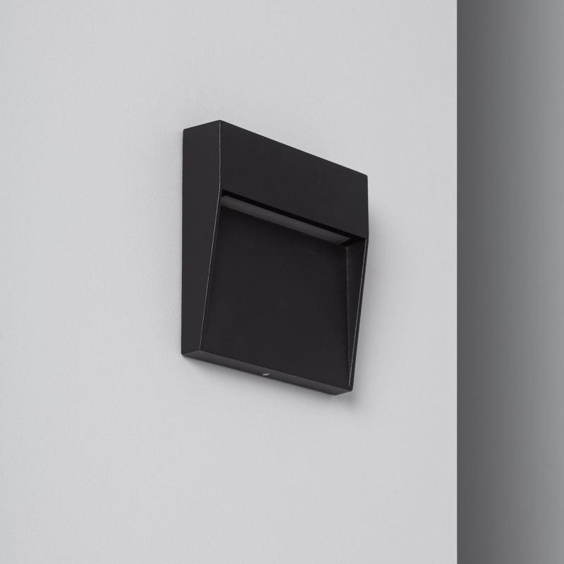 Image de Balise LED Extérieure 4W en Saillie au Mur Carrée Jade Noire 