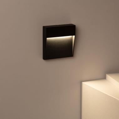 Image de Balise LED Extérieure 4W en Saillie au Mur Carrée Jade Noire 
