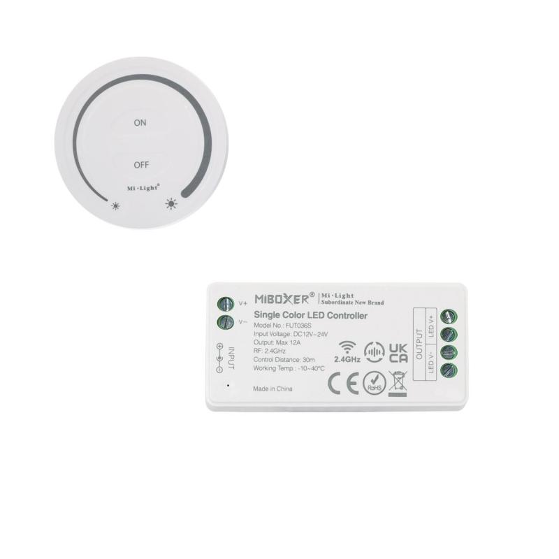 Image of MiBoxer 12/24V DC Monochrome LED Dimmer Controller + RF Remote Control