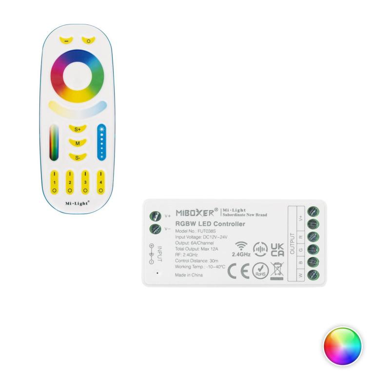 Télécommande RGB RGBW RGBCCT 2.4G RF 4 Zones – Compatible WB5 C03W C03RF C04W C04RF C05W C05RF (sans Piles)