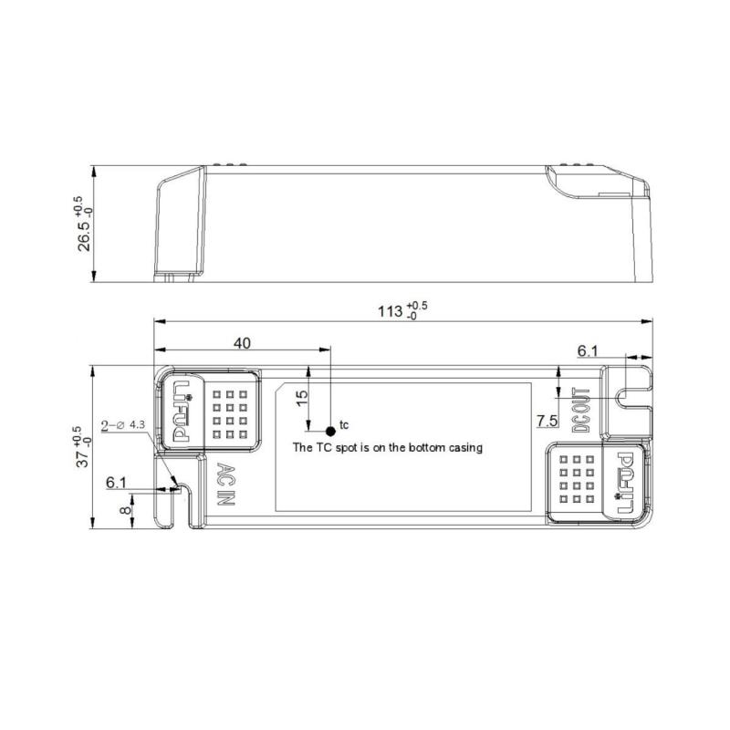 LIFUD-Treiber Jack-Anschluss 220-240V Anti Flicker Ausgang 33-40V 600mA 24W LF-GIF030YA 24 W
