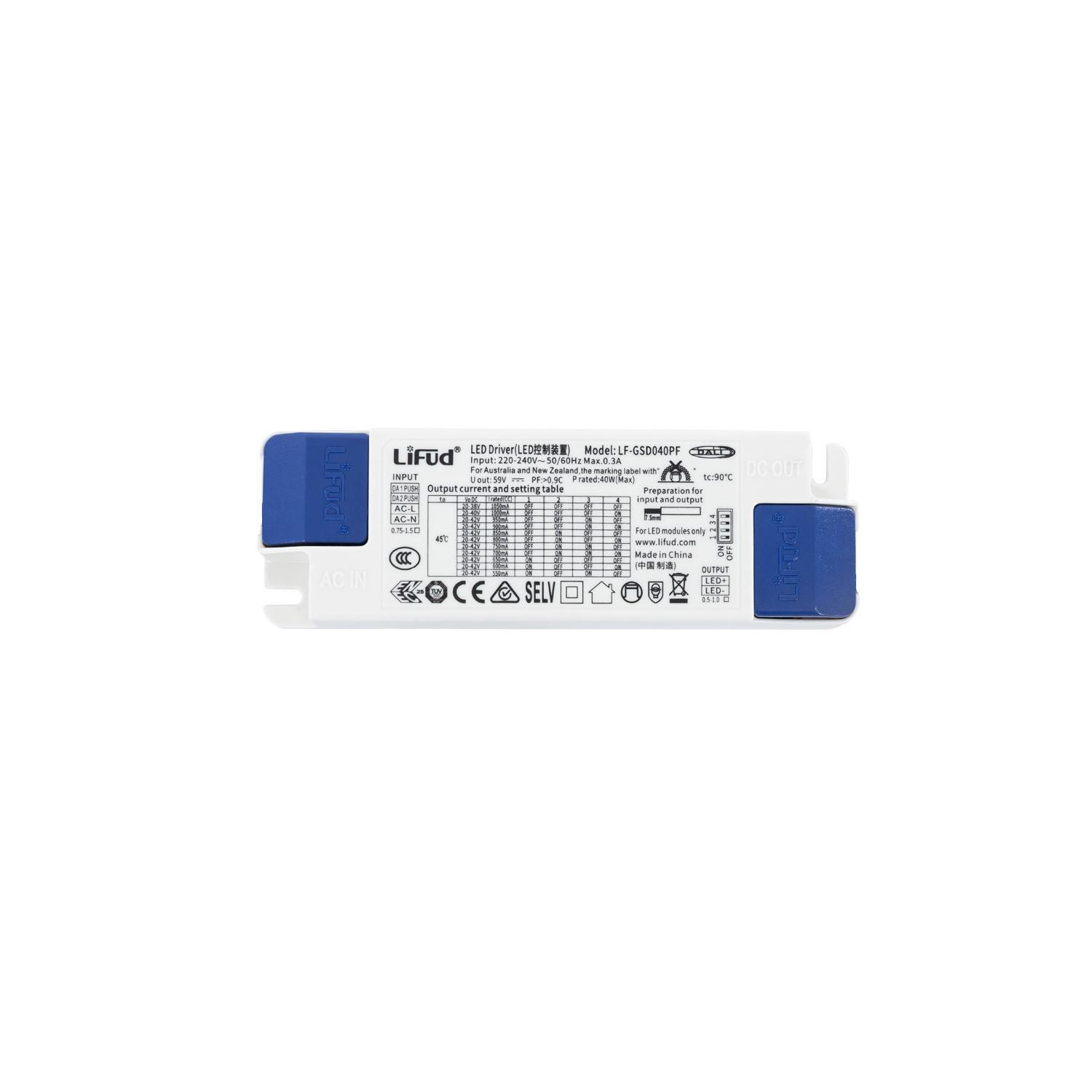Driver LIFUD Regulowany DALI 220-240V No Flicker Wyjście 9-42V 550-1050mA 23-40W LF-GSD040PF - widok szczegółowy