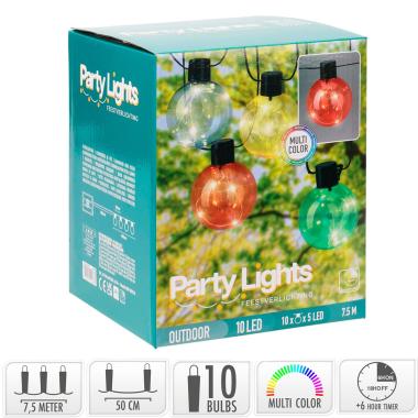 Bild von LED RGB Girlande für draußen mit 10 Glühbirnen Jarli 7,5 m