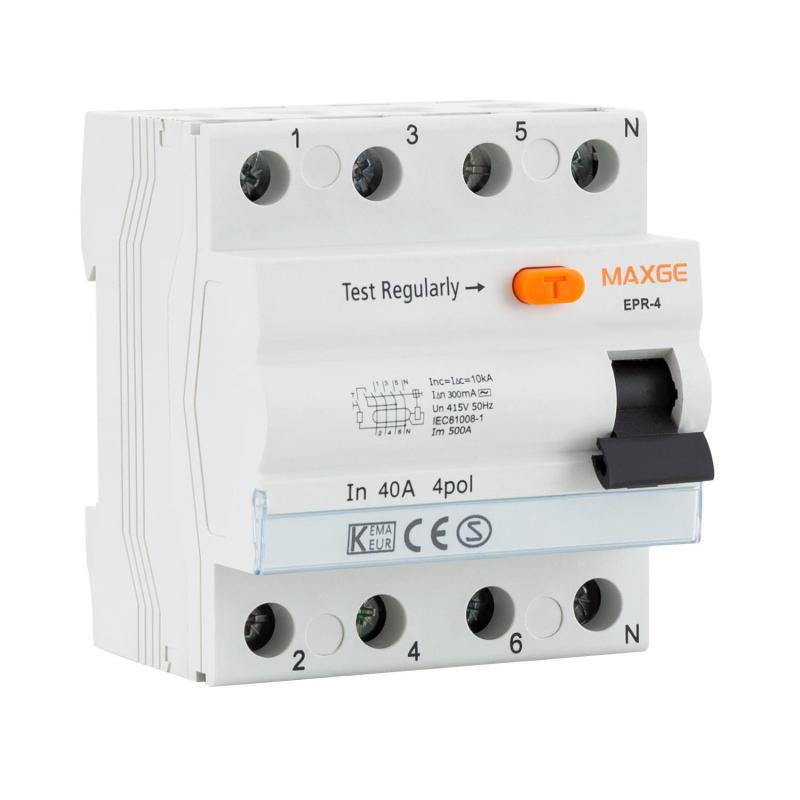 Image de Interrupteur Différentiel Résidentiel 4P-300mA 40A-Class AC-10kA MAXGE 