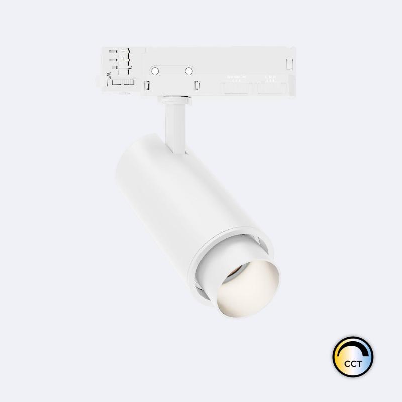 Immagine di Faretto LED Fasano Bianco 30W Cilindro Regolabile CCT per Binario Trifase