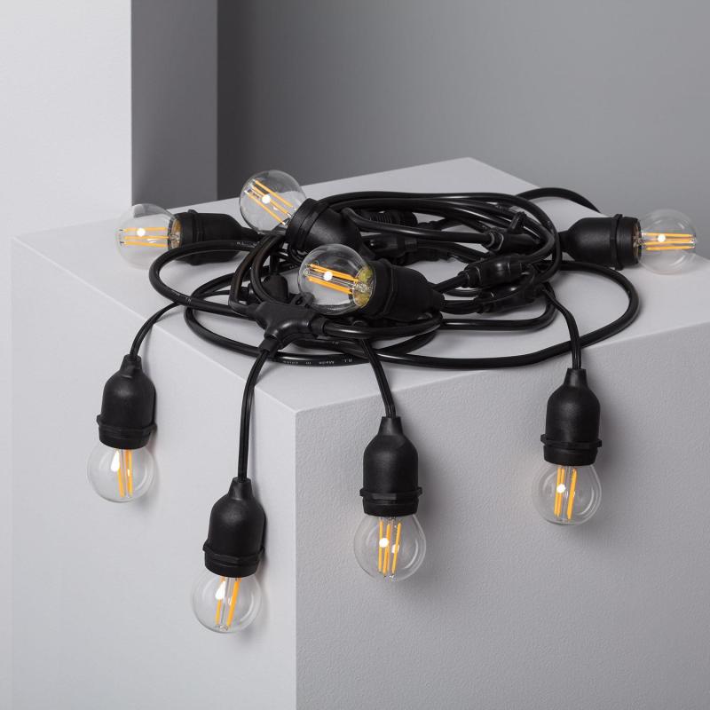 Obraz Zestaw Girlanda Żarówkowa Waterproof 5.5m Czarna + 8 Żarówek LED E27 Filament 4W