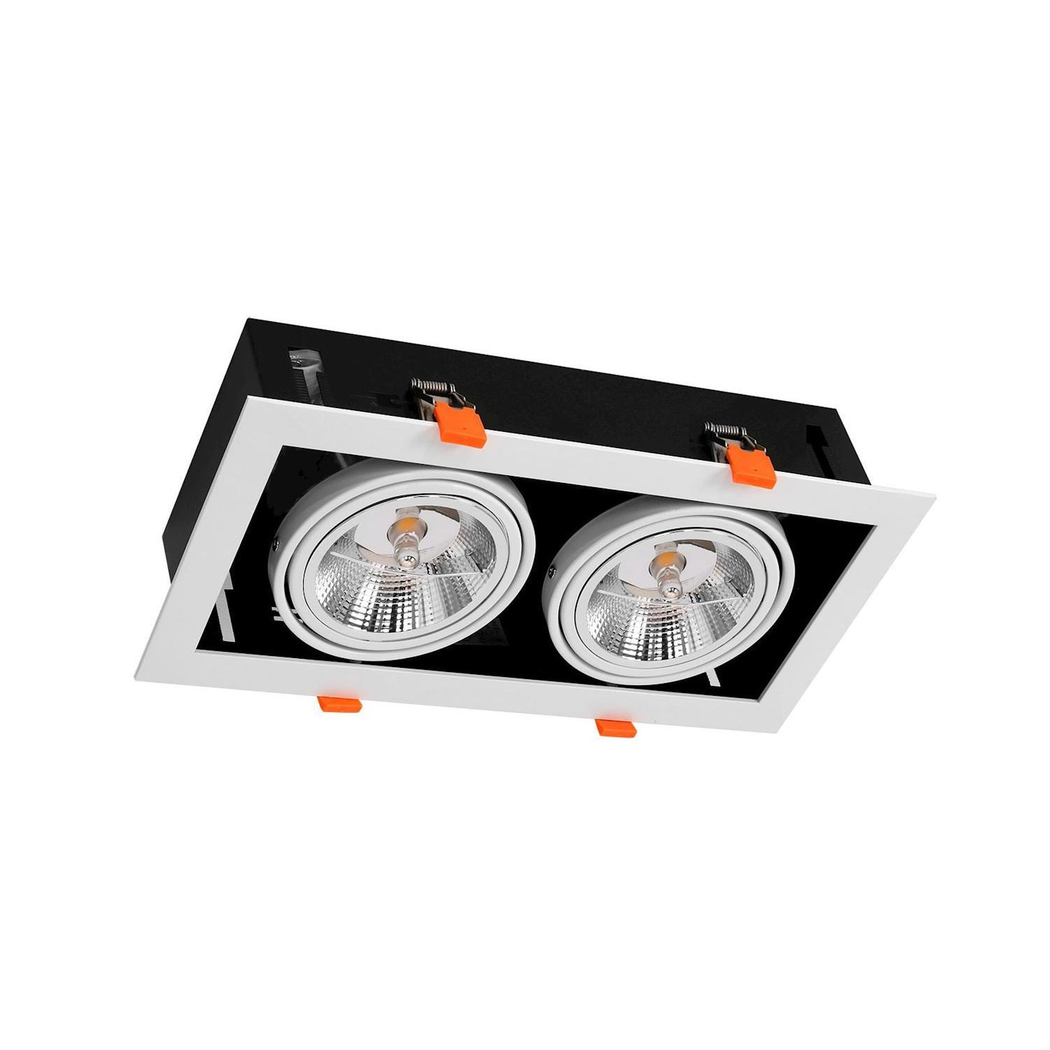 Downlight LED 24W Nastawny Kwadratowy Podwójny AR111 Cięcie 325x165 mm - widok 3