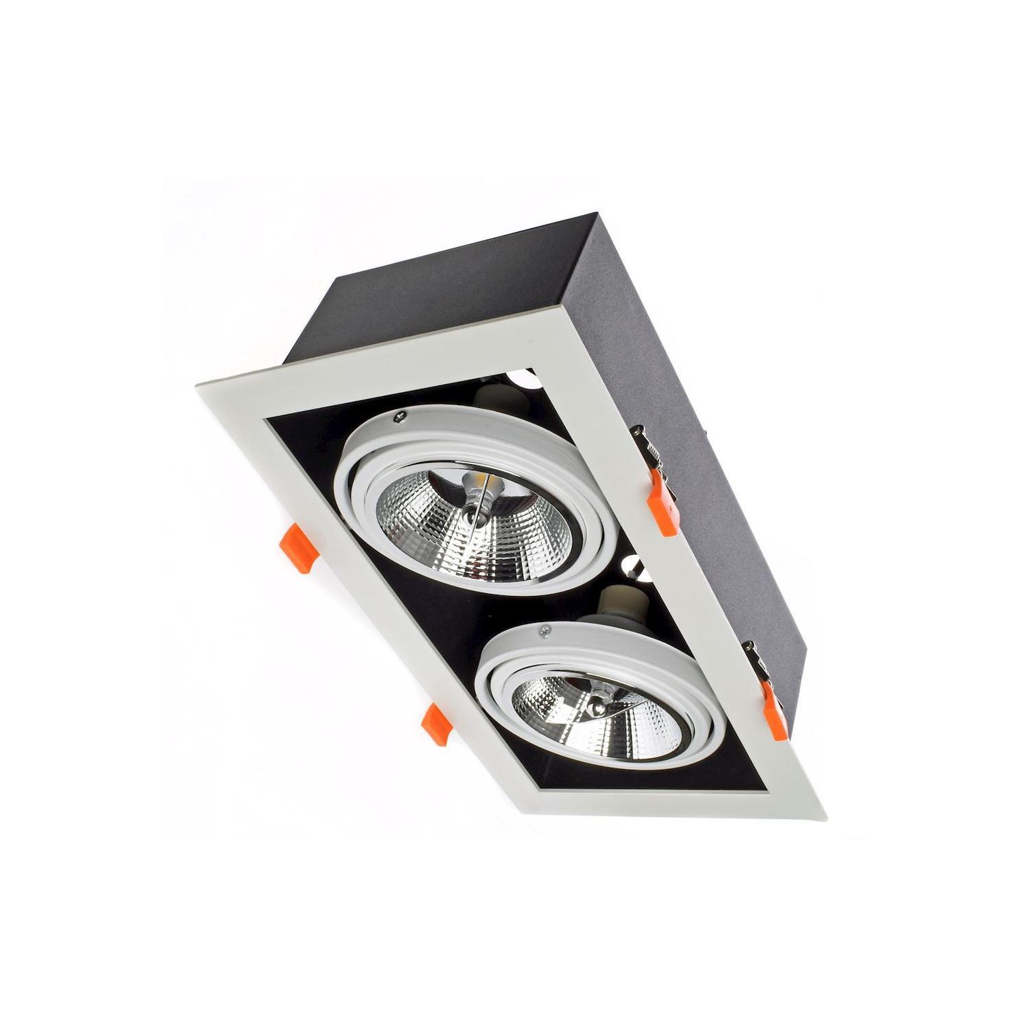 Downlight LED 24W Nastawny Kwadratowy Podwójny AR111 Cięcie 325x165 mm - widok prezentacyjny
