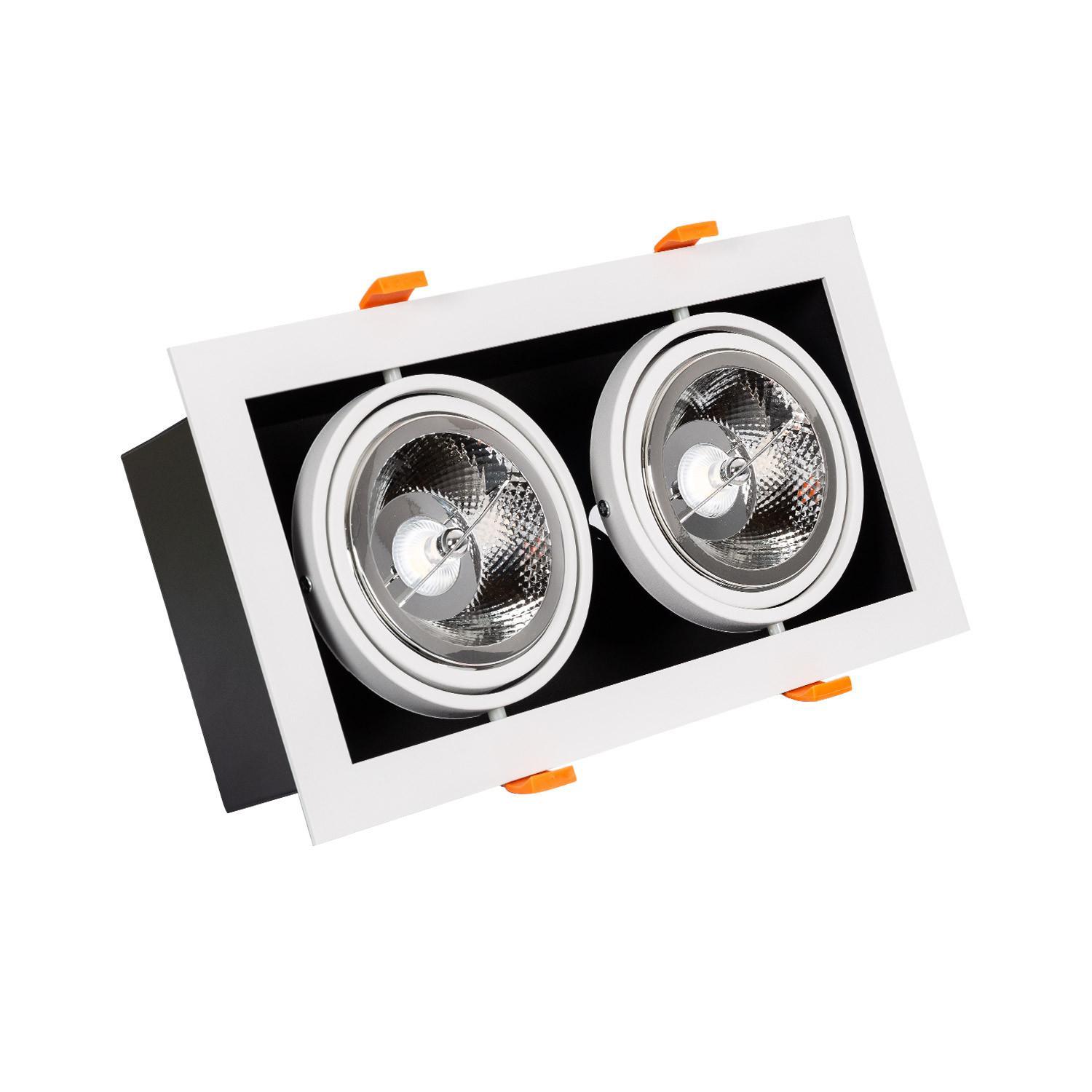 Downlight LED 30W Nastawny Kwadratowy Podwójny AR111 Cięcie 325x165 mm - widok 3