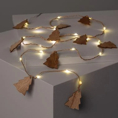 Afbeelding van Lichtsnoer  LED Kerstboom Hout op Batterijen 2,2m