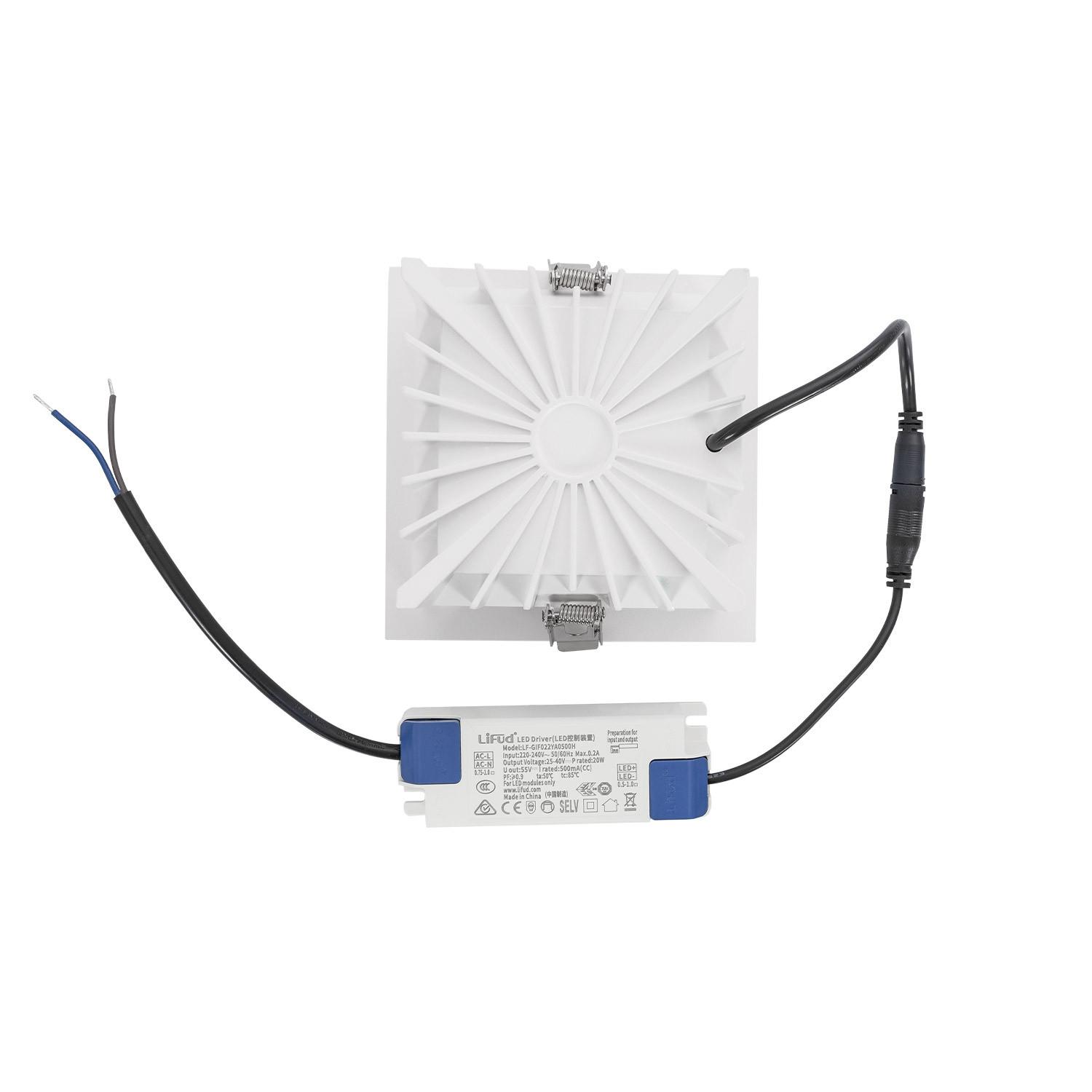 Downlight LED 20W Kwadratowy Premium CRI90 LIFUD Wycięcie 125x125mm - widok prezentacyjny