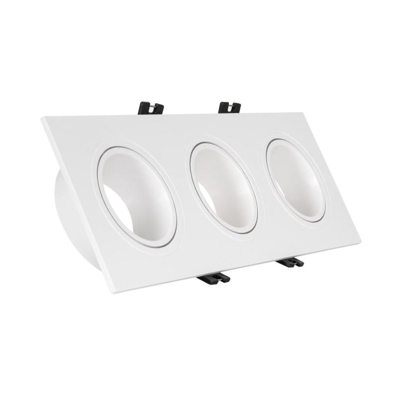 Afbeelding van Downlight Ring Vierkant Kantelbaar voor drie LED Lampen GU10 / GU5.3 Zaagmaat 75x235mm
