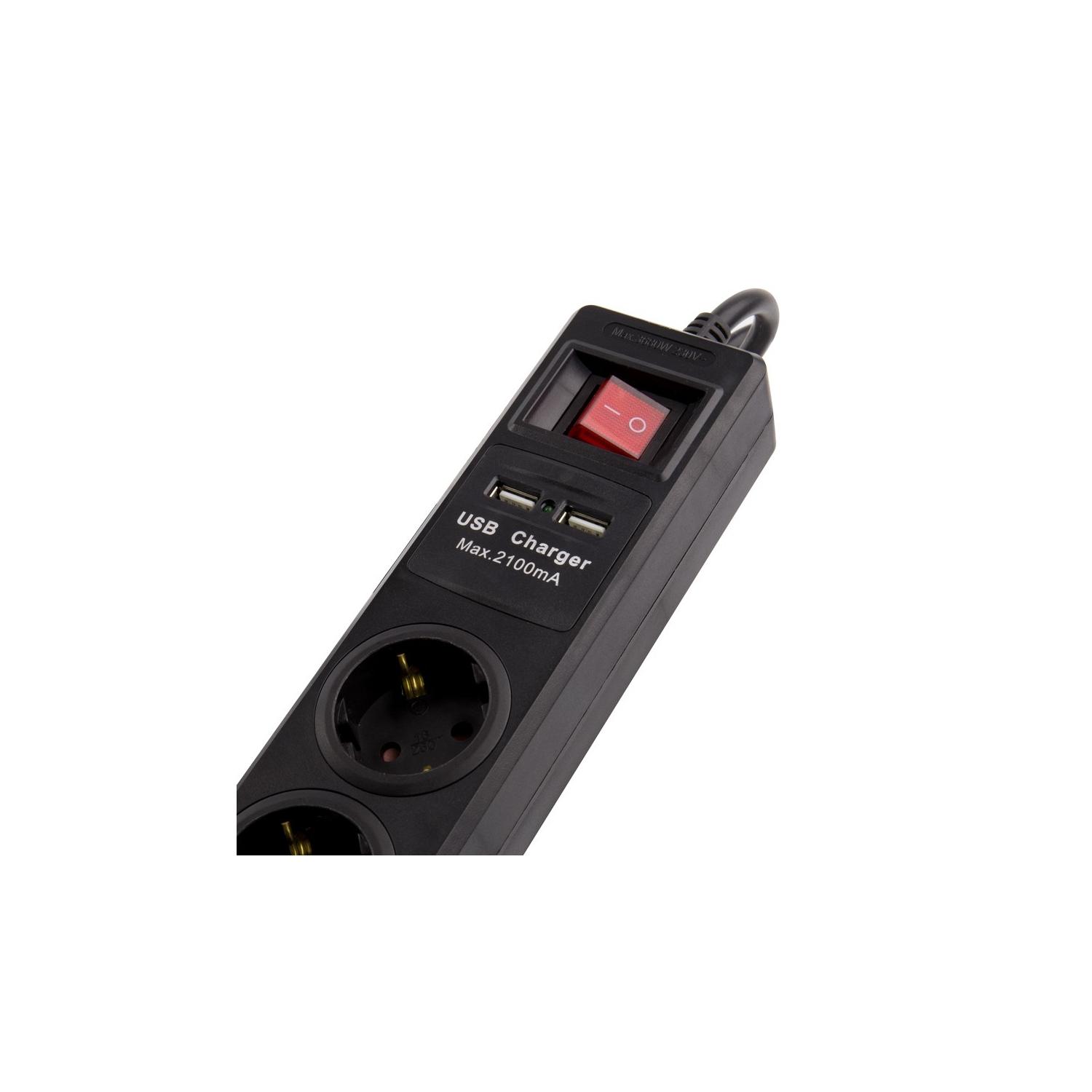 Przedłużacz Listwowy 3-Gniazdowy Typ F Schuko + 2xUSB 3m - parametry