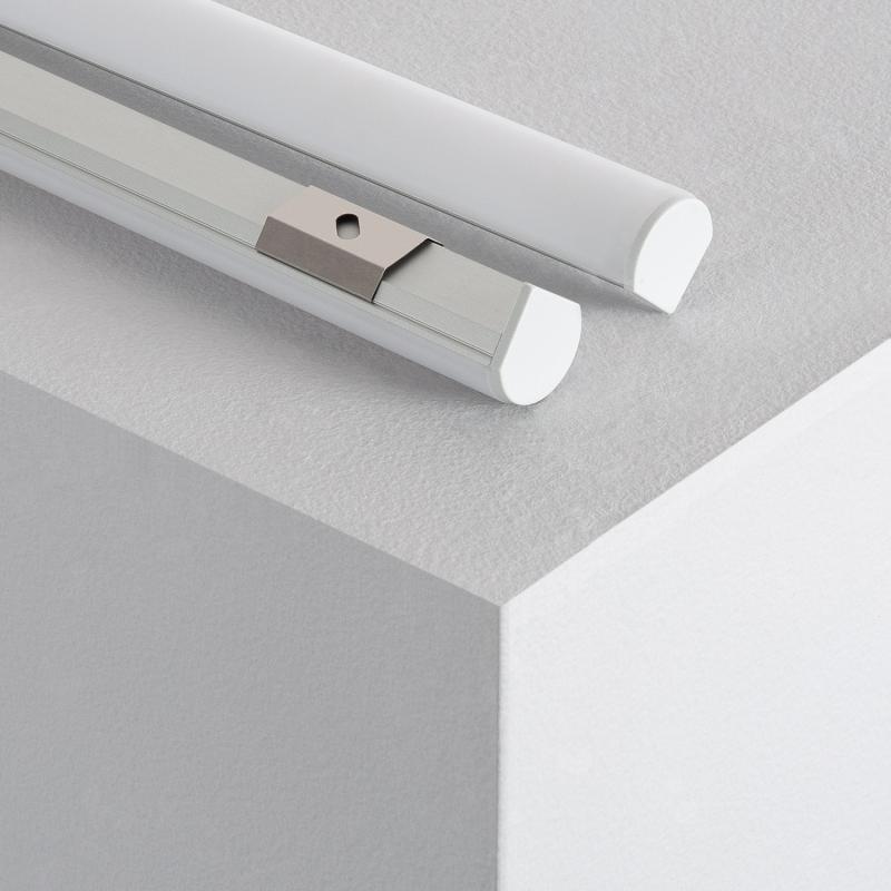 Immagine di Profilo in Alluminio ad Angolo con Coperchio Circolare 1m per Strisce LED fino a 10mm