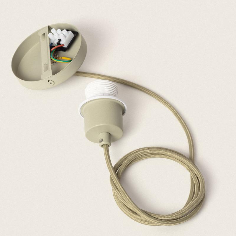 Immagine di Rosone Portalampada per Lampada a Sospensione con Cavo Tessile Verde 
