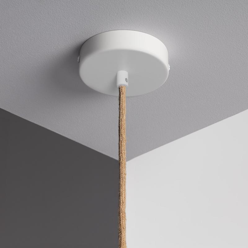 Afbeelding van Plafondplaat met Fitting voor Hanglamp met Kabel Natuurlijk en Witte Textiel
