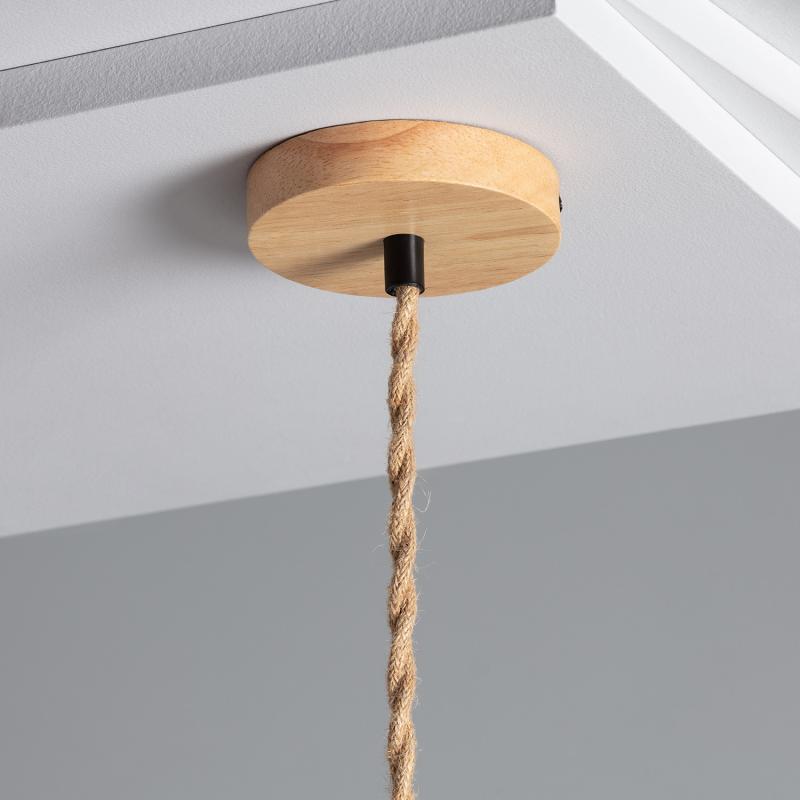 Afbeelding van Plafondplaat met Fitting voor Hanglamp met Gevlochten Textielkabel en Zwart