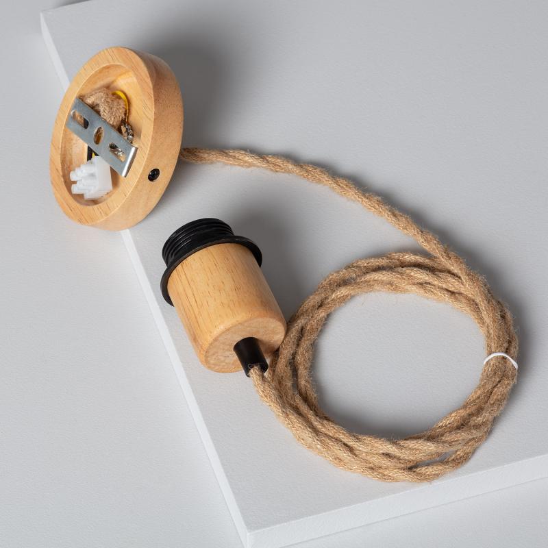 Afbeelding van Plafondplaat met Fitting voor Hanglamp met Gevlochten Textielkabel en Zwart