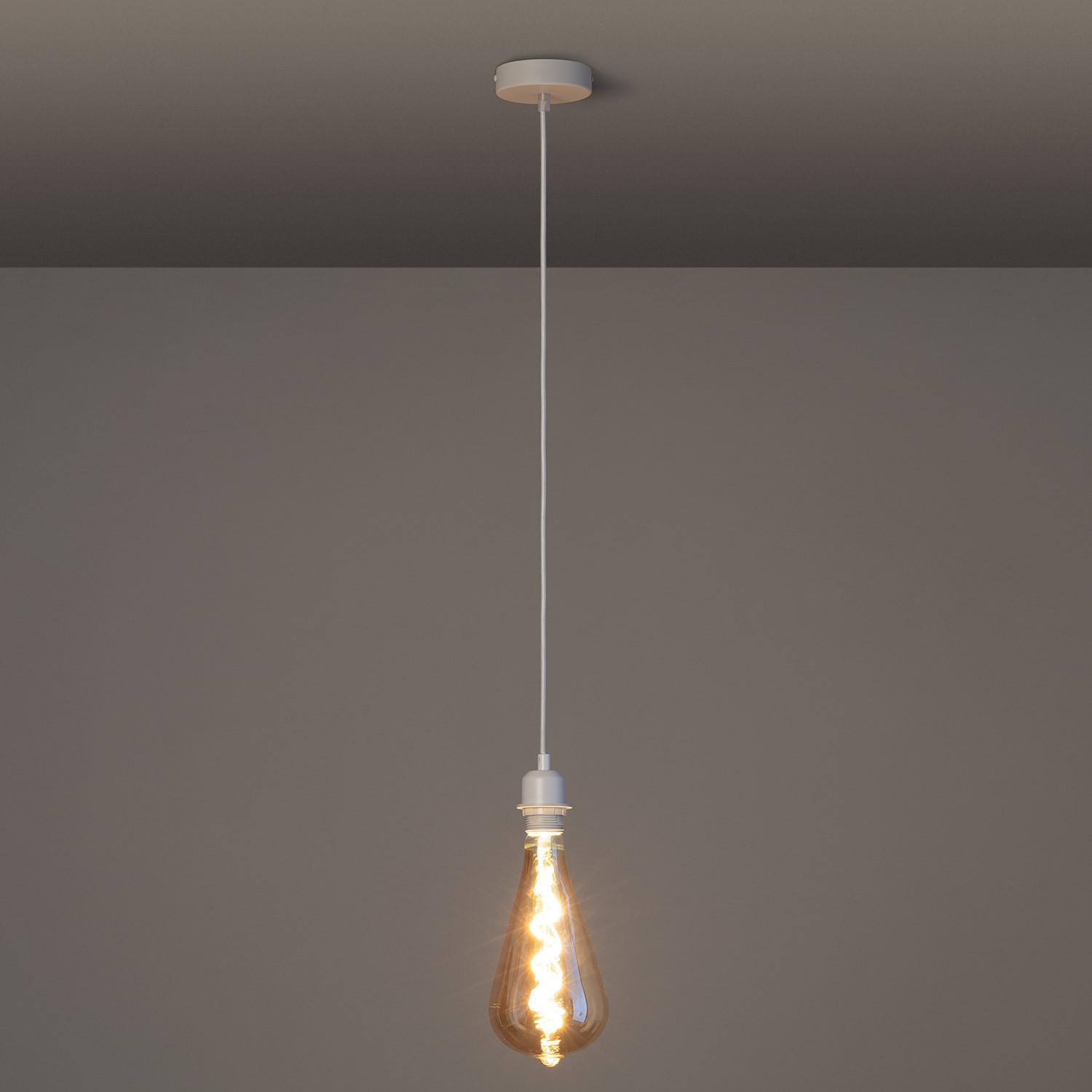 Lampa wisząca z białym kablem tekstylnym - widok prezentacyjny