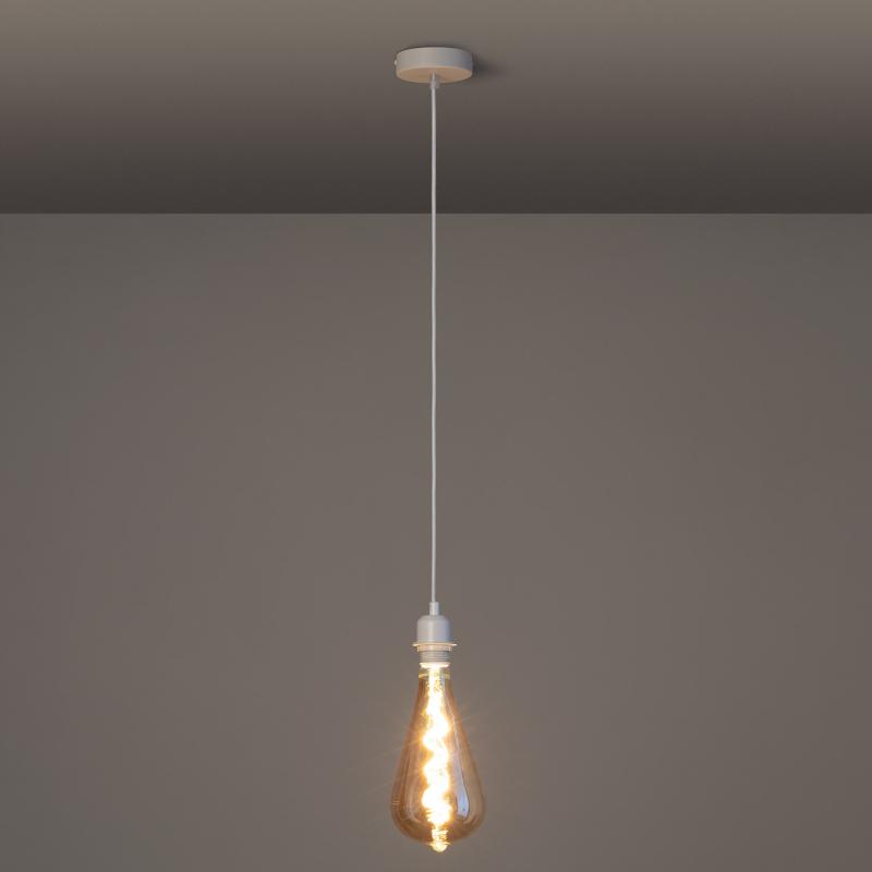 Afbeelding van Plafondplaat met Fitting voor Hanglamp met Witte Textielkabel 
