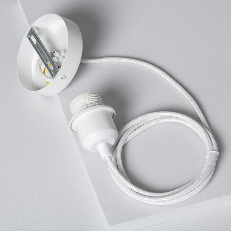 Afbeelding van Plafondplaat met Fitting voor Hanglamp met Witte Textielkabel 