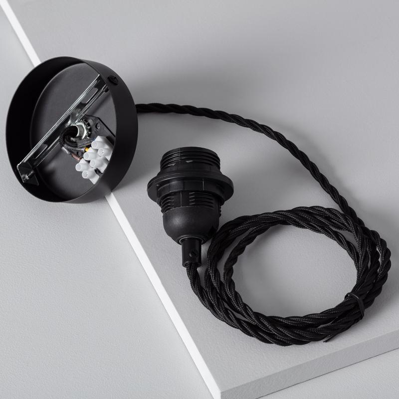Image de Support à Douille pour Suspension avec Câble Textile Tressé Noir