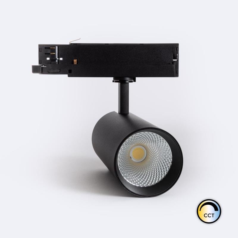 Image de Spot LED sur Rail Triphasé 40W Carlo CCT Sélectionnable Noir