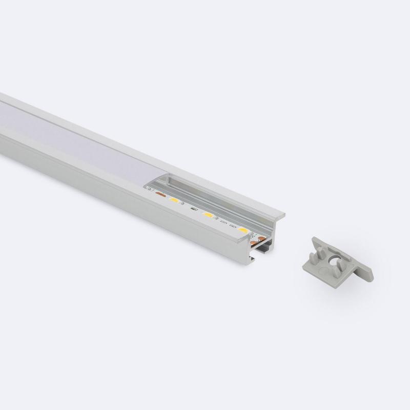 Afbeelding van Inbouw aluminium plafondprofiel met 1m Clips voor LED Strips tot 12 mm