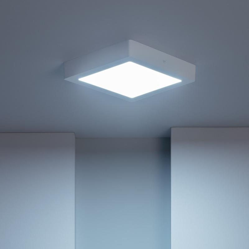 Plafonnier LED Carré Design 18W Métal 225x225 Mm Silver Blanc Froid 6000K - 6500K | Leroy Merlin