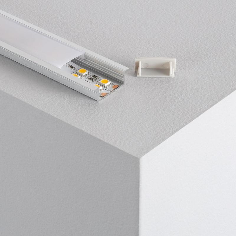 Immagine di Profilo in Alluminio di Incasso con Copertura Continua per Striscia LED Doppia fino a 18 mm