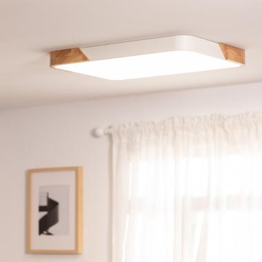 Image of Semi-Dari Rectangular 30W Wood CCT Selectable LED Ceiling Light 625x425 mm