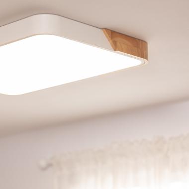 Image of Semi-Dari Rectangular 30W Wood CCT Selectable LED Ceiling Light 625x425 mm
