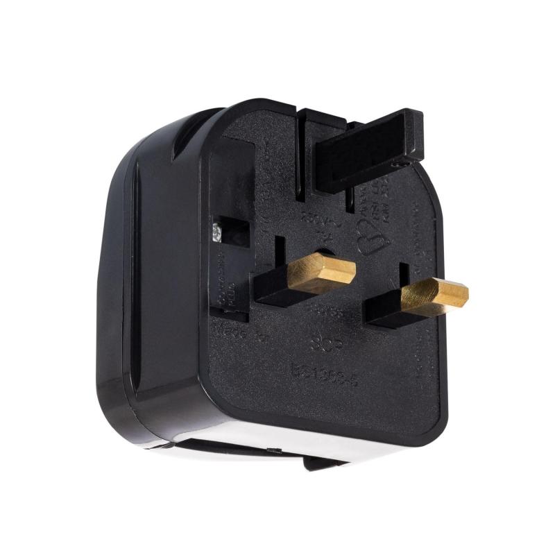 Afbeelding van Adapterstekker Type E (EU) Brede kop met Rechte kabel naar Stekker Type G (UK)
