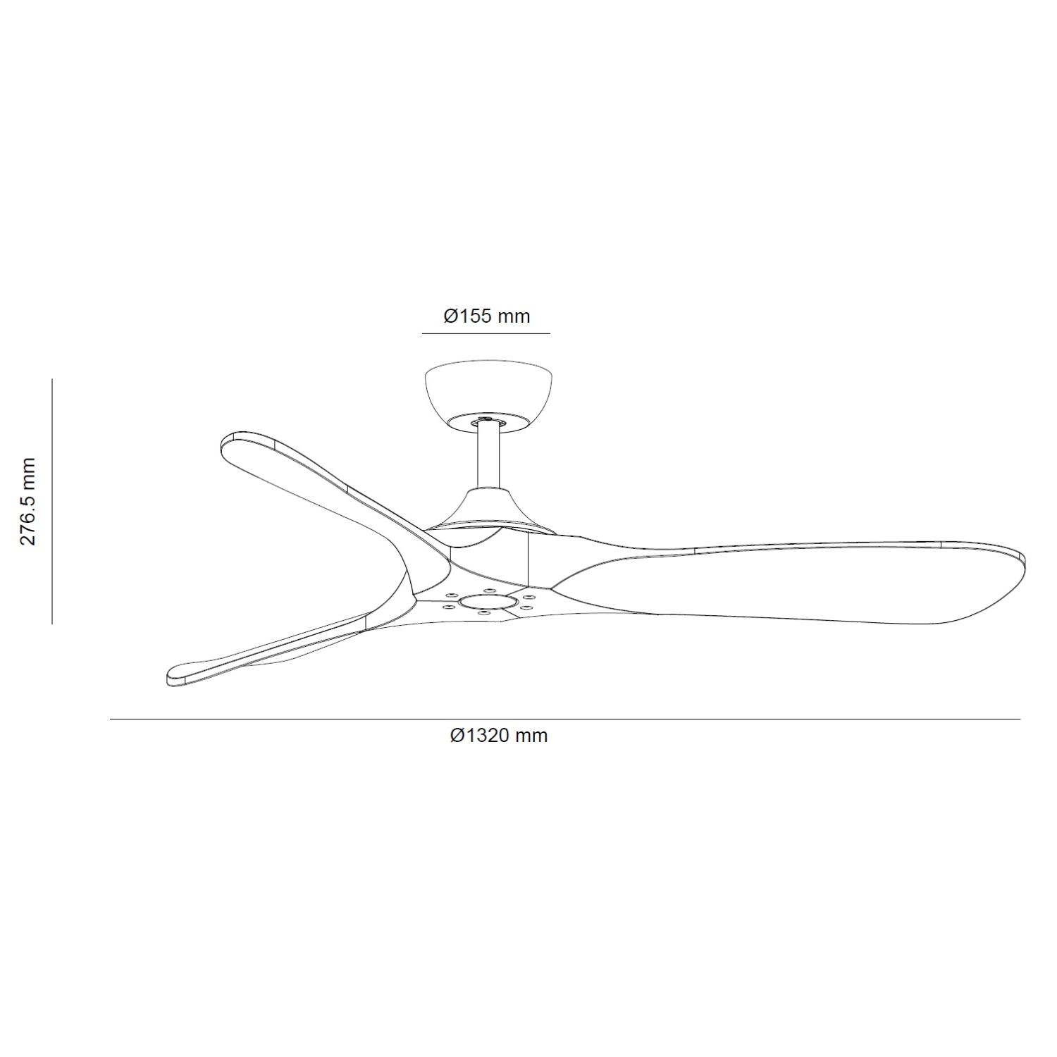 Wentylator Sufitowy Cichy Spetses Biały z Drewna 132cm Silnik DC - widok 3
