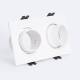Immagine di Portafaretto Downlight Quadrato Basculante Basso UGR per due Lampadine LED GU10 / GU5.3 Foro 75x150 mm Suefix
