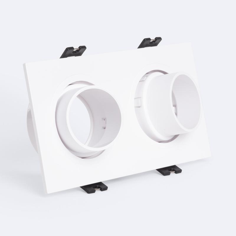 Immagine di Portafaretto Downlight Quadrato Basculante Basso UGR per due Lampadine LED GU10 / GU5.3 Foro 75x150 mm Suefix