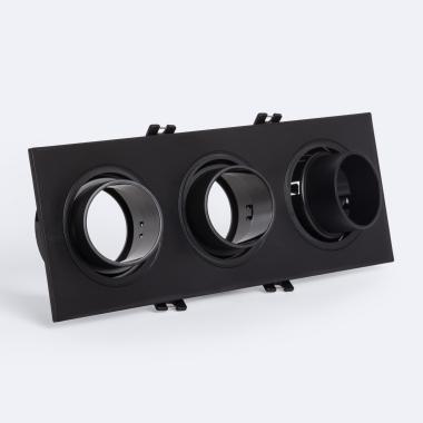 Downlight-Ring Quadratisch Schwenkbar mit niedrigem UGR für drei LED-Glühbirnen GU10 / GU5.3 Schnitt 75x235 mm Suefix