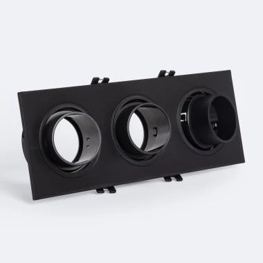 Suefix Square Tilting Low UGR Downlight Bezel 75x235mm Cut Out for 3 GU10 / GU5.3 LED Bulbs
