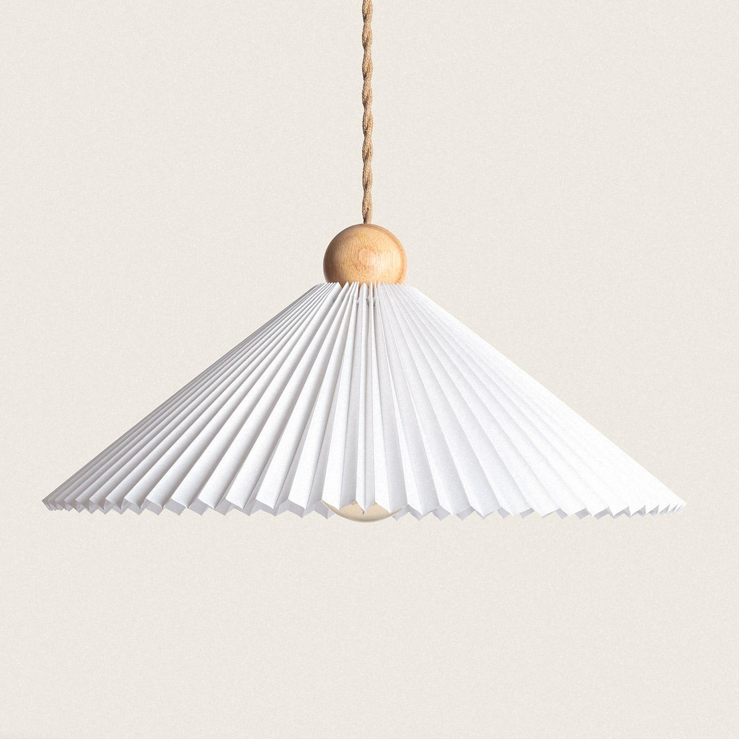 Lampa Wisząca Drewno i Materiał Luanda