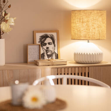 Image of Monduver Porcelain & Fabric Table Lamp 