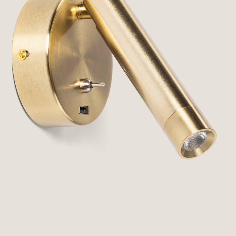 Bild von LED Wandleuchte mit Leselicht 2.5W Metall mit USB Anschluss Gazny