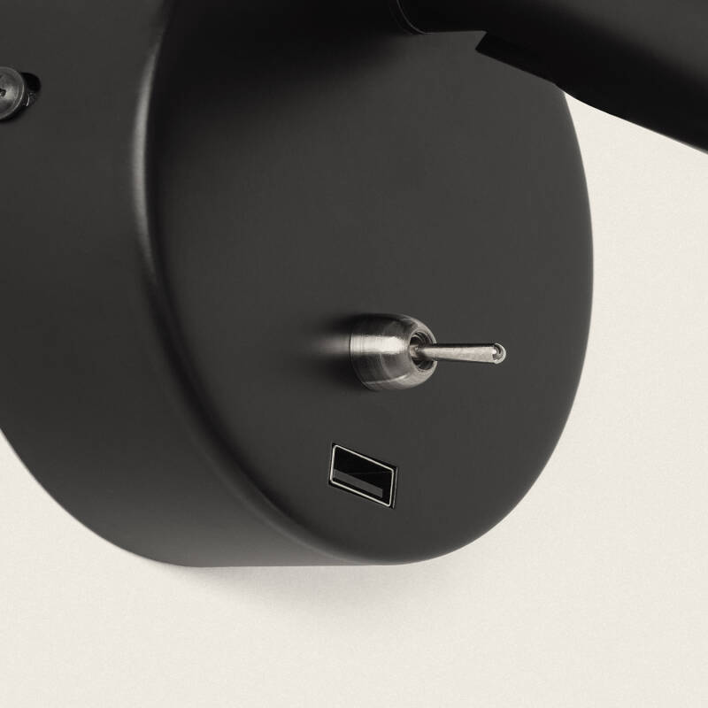 Image de Lampe Murale LED 2.5W Ronde Aluminium avec Port USB Gazny