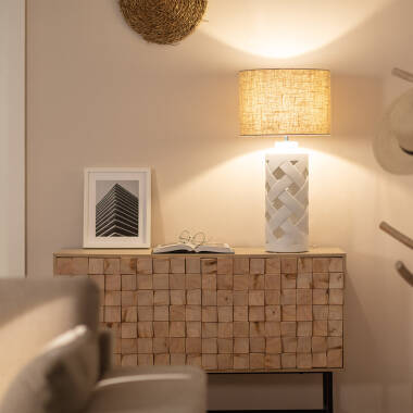 Image of Makalu Ceramic & Fabric Table Lamp 