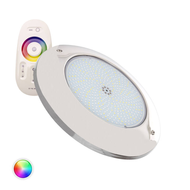 Image of 12V DC Surface Mounted 35W Stainless Steel Submersible RGBW LED Pool Light IP68