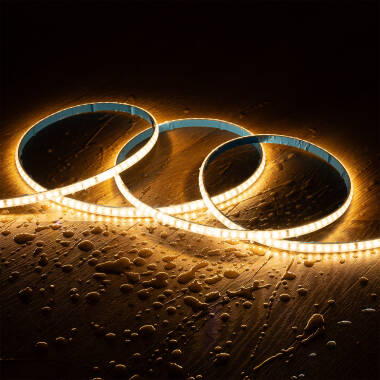 Bobina Striscia LED Regolabile 220V SMD Autorettificata 120 LED/m 7W/m 700lm/m Larga 9mm IP67 Taglio 10cm