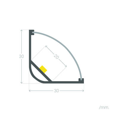 Image of 1m Aluminium Round Corner Profile for LED Strips up to 20 mm Image of 1m Aluminium Round Corner Profile for LED Strips up to 20 mm
