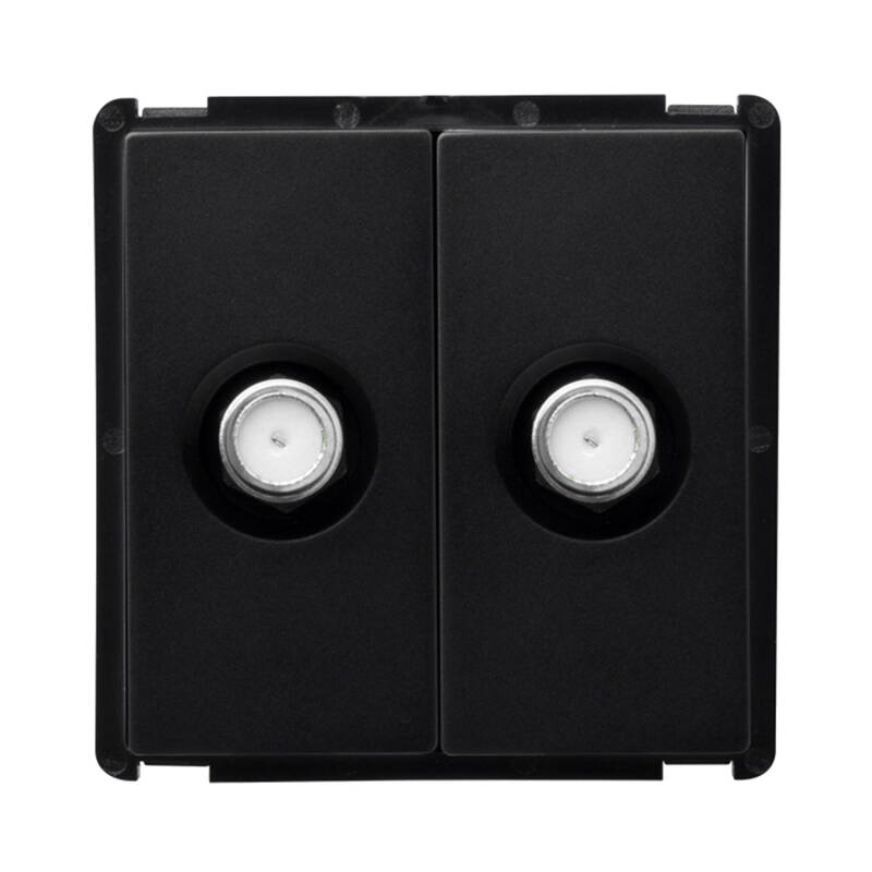 Presa Elettrica LEDKIA LIGHTING Modern TV + Telefono - Doppia Presa RJ11 E TV, Colore Nero, Cassetta Incasso In Policarbonato